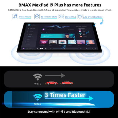 BMAX Kids Tablet I9 Plus Android 14 GPU G522EE 8GB RAM 64GB ROM 10.1 Inch Allwinner RK3562 Quad Core Port Tablets PC WIFI 6